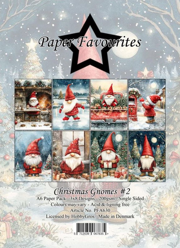 Paper Favourites - A6  Paper Pack - Christmas Gnomes 2  PFA630