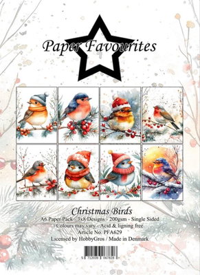 Paper Favourites - A6  Paper Pack - Christmas birds  PFA629