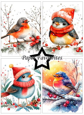 Paper Favourites - A6  Paper Pack - Christmas birds  PFA629