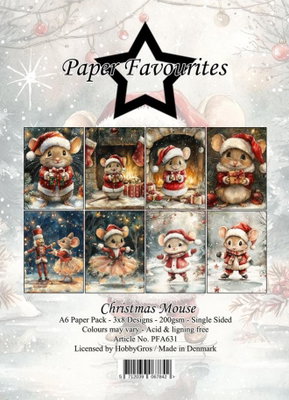 Paper Favourites - A6  Paper Pack - Christmas mouse  PFA631