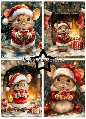Paper Favourites - A6  Paper Pack - Christmas mouse  PFA631