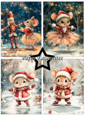 Paper Favourites - A6  Paper Pack - Christmas mouse  PFA631