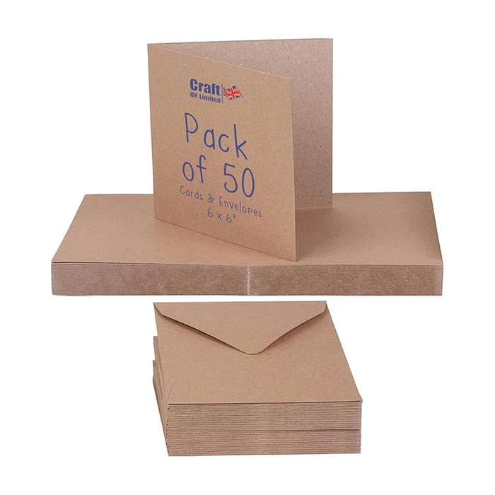 Kort & Kuvert - 6x6 - Kraft 50-pack