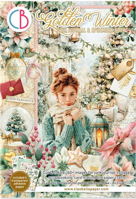 Ciao Bella - Junk Journal A4 Ephemera Book - Golden Winter 32pcs  CBB032