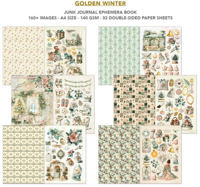 Ciao Bella - Junk Journal A4 Ephemera Book - Golden Winter 32pcs  CBB032