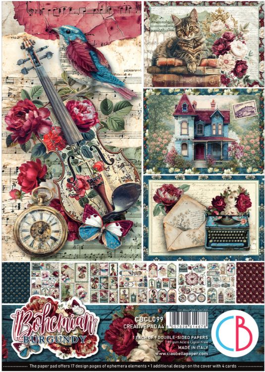 Ciao Bella - Bohemian Burgundy - A4 Creative Pad  A4