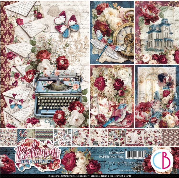 Ciao Bella - Bohemian Burgundy - paper pad  12x12