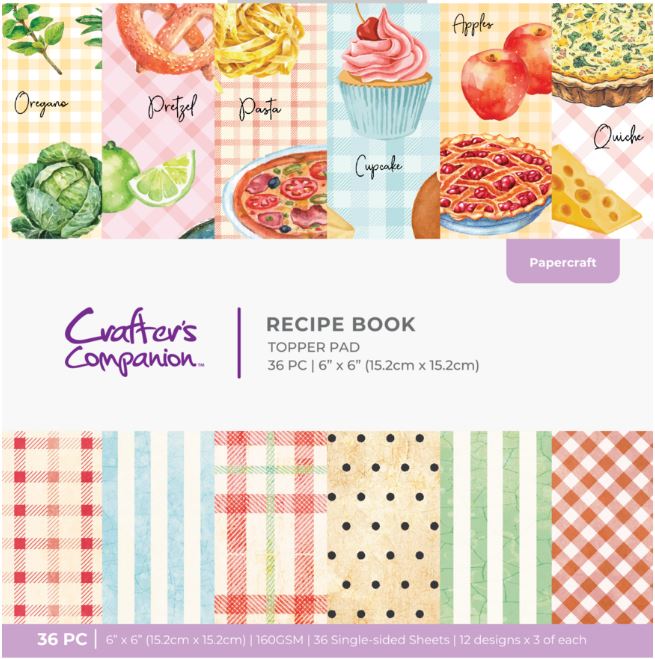 Crafters companion -  6x6 Inch Paper Pad - Recipe Book