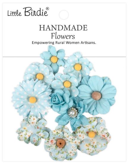 Little Birdie - Handmade Printed Paper Flowers - Mira Blue Symphony CR110158