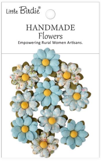 Little Birdie - Handmade Printed Paper Flowers - Cordelia Blue Symphony CR110148