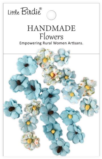 Little Birdie - Handmade Printed Paper Flowers - Winston Blue Symphony CR110136