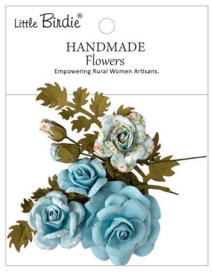 Little Birdie - Handmade Printed Paper Flowers - Roisin Blue Symphony CR110134