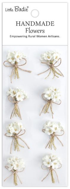 Little Birdie - Handmade Flowers - Bouquet Ivory Pearl  CR103266
