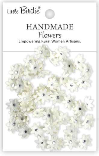 Little Birdie - Handmade Flowers Micro - Jewlled Florettes Ivory Pearl  CR109980