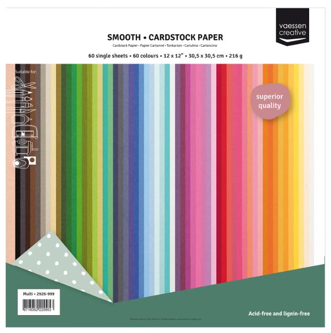 Vaessen Creative - Cardstock Paper 216g Smooth 12x12" Multipack 60x