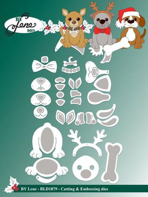By Lene - Cutting & Embossing Die - Christmas doggies  BLD1879
