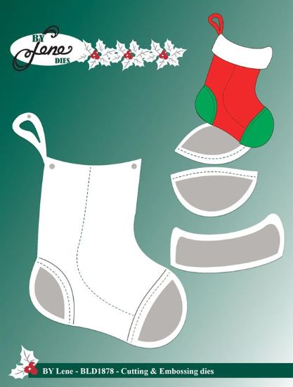 By Lene - Cutting & Embossing Die - XL Christmas stocking  BLD1878