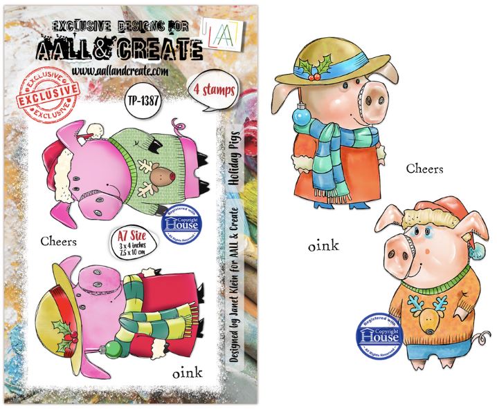 AALL and Create - A7 Stamp Sets - Holiday Pigs AALL  TP-1387