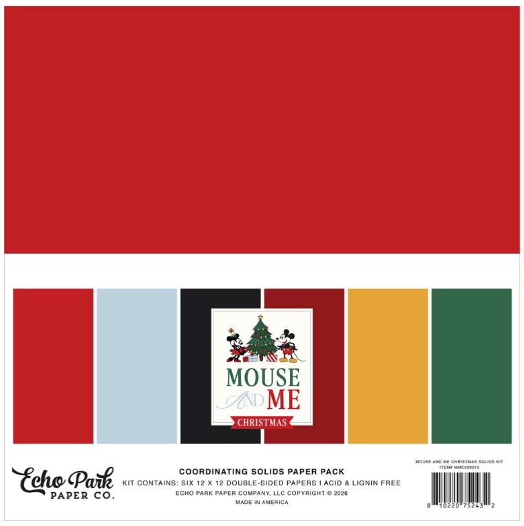 Echo Park - Coordinating Solids Paper Pack - Mouse And Me Christmas