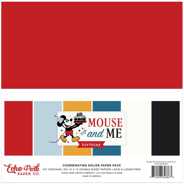 Echo Park - Coordinating Solids Paper Pack - Mouse And Me birthday