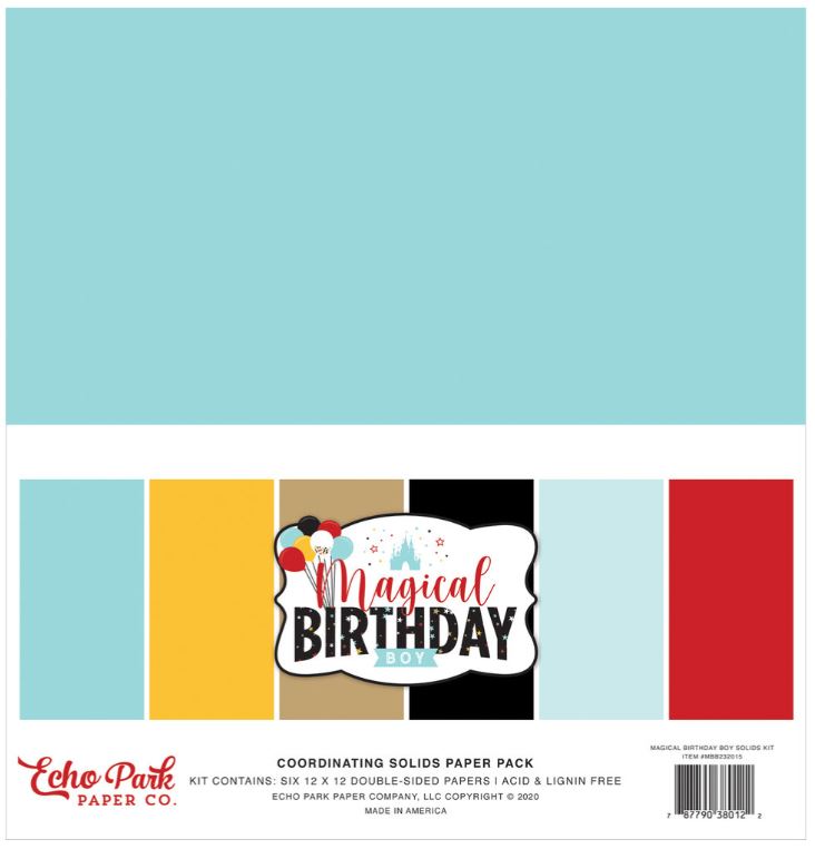 Echo Park - Coordinating Solids Paper Pack - A Magical birthday boy