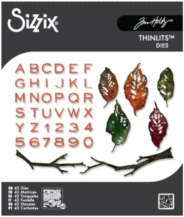 Sizzix - Thinlits Die Set - 43 pcs Vault Leaves + Sticks by Tim Holtz 666914