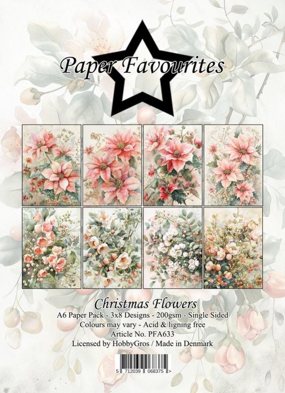 Paper Favourites - A6  Paper Pack - Christmas flowers PFA633