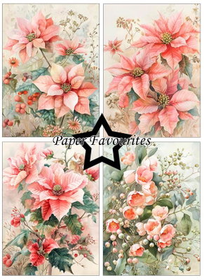 Paper Favourites - A6  Paper Pack - Christmas flowers PFA633