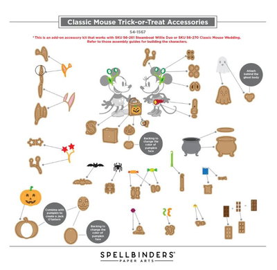Spellbinders - Etched Dies - Classic Mouse Costume Party Trick-or-Treat Accessories  S4-1567