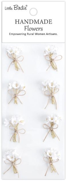 Little Birdie - Handmade Flowers - Bouquet Frosty White CR109968