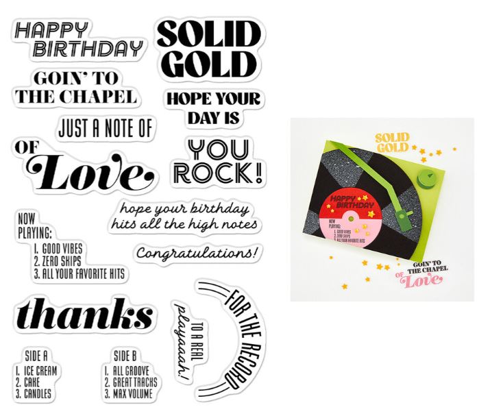 Hero Arts - Stamp Set - Vintage Vinyl Solid Gold CM859