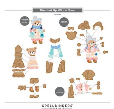 Spellbinders - Etched Dies - Christmas Blush Bundled Up Winter Bear by Frank Garcia S4-1568