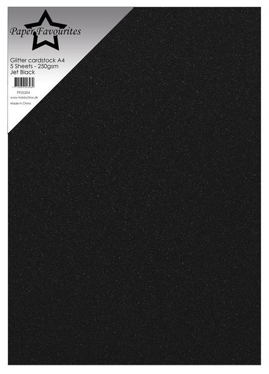 Paper Favourites - Glitter Cardstock - Jet Black PFSS204  5 sh