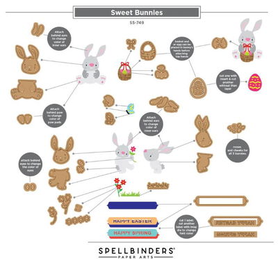 Spellbinders - Etched Dies - Happy Spring Bunny Buddies  S5-749