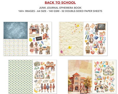 Ciao Bella - Junk Journal A4 Ephemera Book - Back to School  32pcs