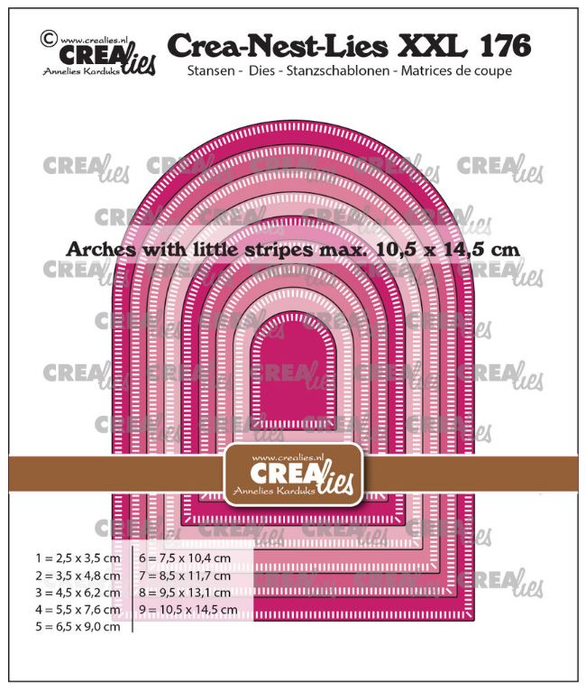 Crealies Dies - Arches  with Little Stripes CLNestXXL176