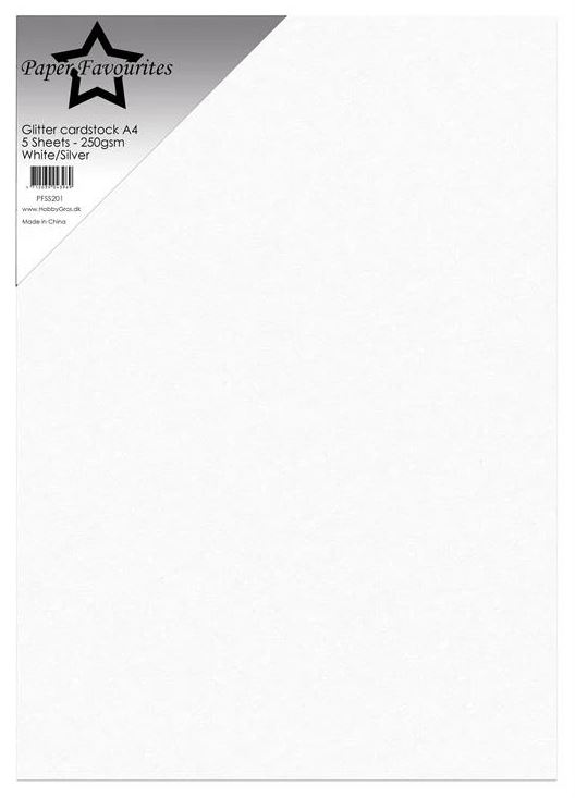 Paper Favourites - Glitter Cardstock - White/Silver High flash PFSS201 5 sh
