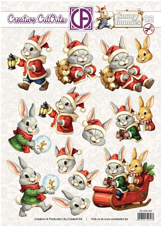 Creatief Art - Creative CutOuts - Snowy Bunnies 02 CCO-022
