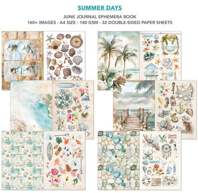 Ciao Bella - Junk Journal A4 Ephemera Book - Summer Days  32pcs