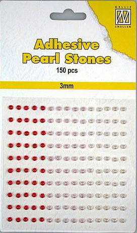 Nellie Choice - Adhesive pearls 3mm, 3-colors - Red APS301