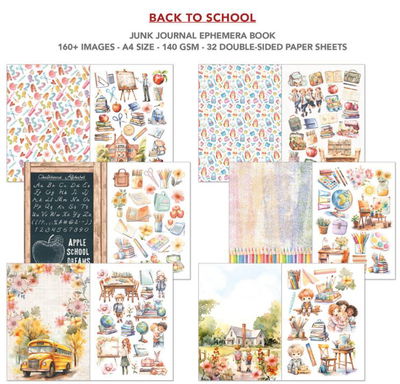 Ciao Bella - Junk Journal A4 Ephemera Book - Back to School  32pcs