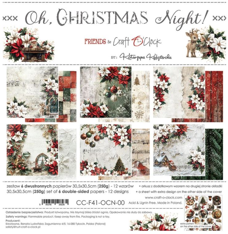 Craft O`clock -  12x12 Inch Papers Set - Oh Christmas Night