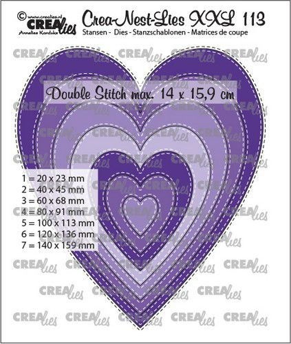 Crealies - XXL Slim hearts CLNestXXL113  14x15,9cm