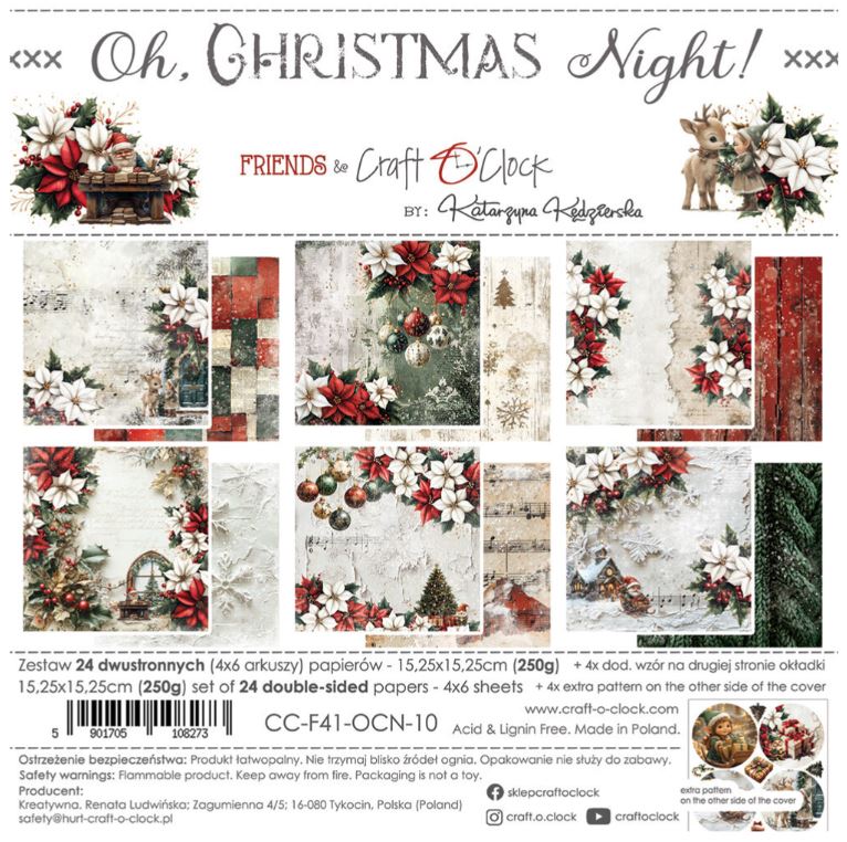 Craft O`clock -  6x6 Inch Papers Set - Oh Christmas Night