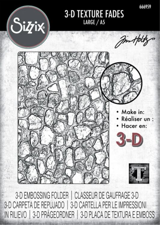 Sizzix - 3D Texture Fades Embossing Folder 6x8 1/2" - Cobblestone 666959 Tim Holtz