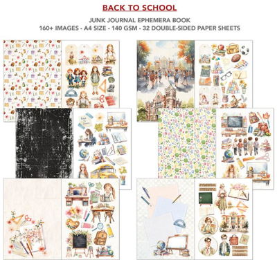 Ciao Bella - Junk Journal A4 Ephemera Book - Back to School  32pcs