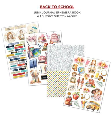 Ciao Bella - Junk Journal A4 Ephemera Book - Back to School  32pcs