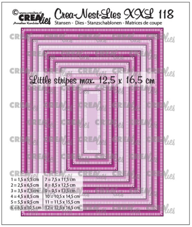 Crealies Dies - Rectangle with Little Stripes CLNestXXL118