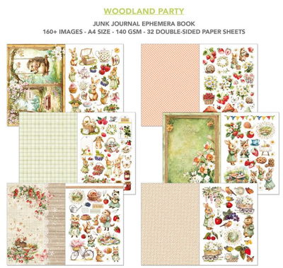 Ciao Bella - Junk Journal A4 Ephemera Book - Woodland Party 32pcs