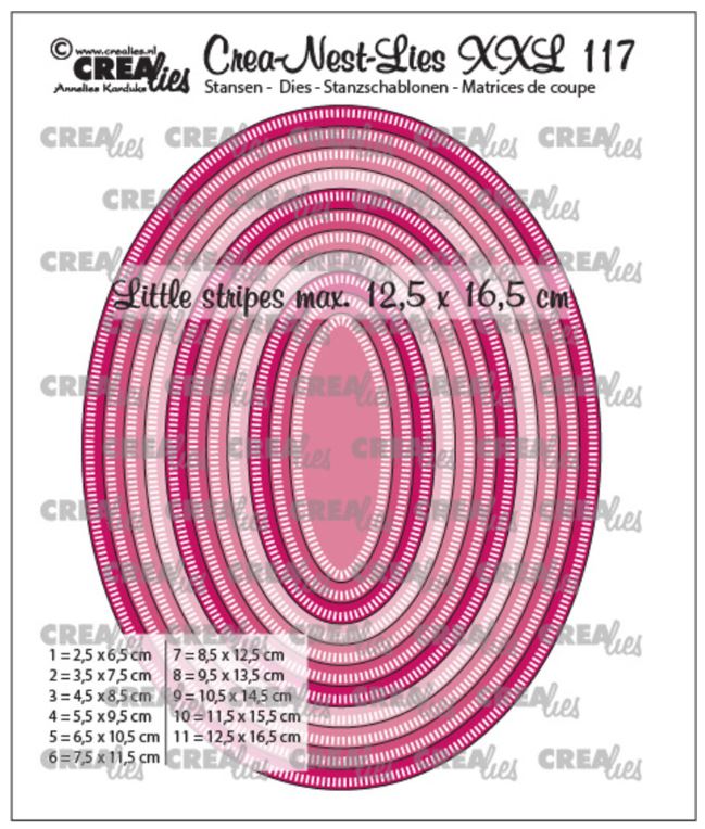 Crealies Dies - Ovals with Little Stripes CLNestXXL117